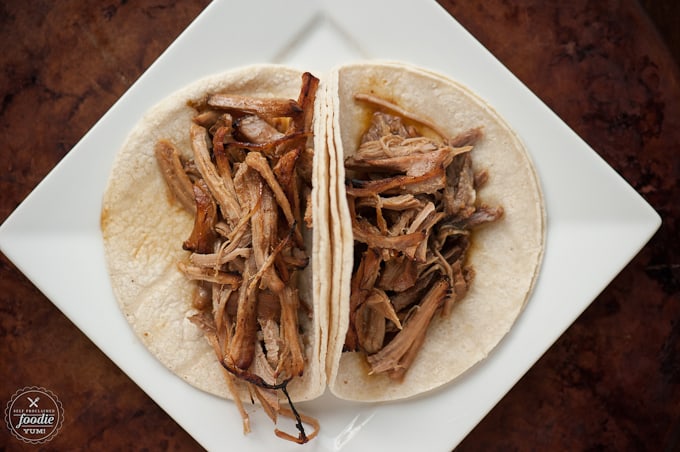 corn tortillas and shredded meat 