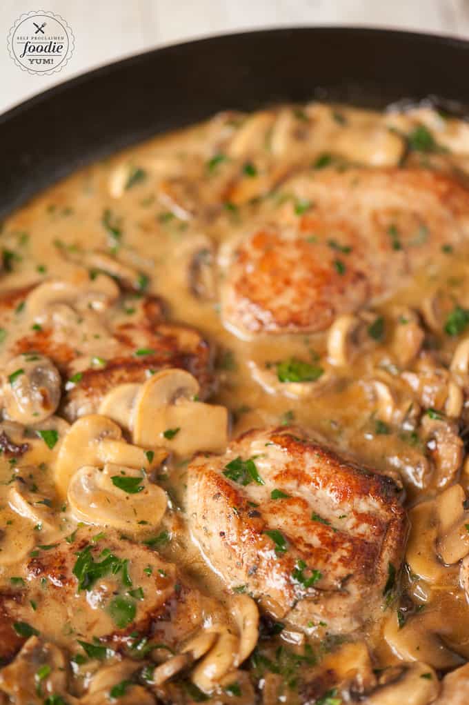 Pork Marsala with a mushroom wine sauce