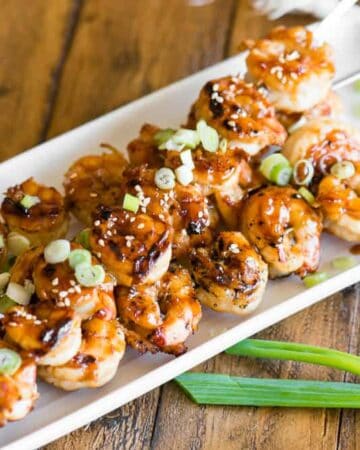 Teriyaki Shrimp skewers with homemade sauce