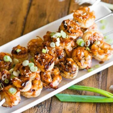 Teriyaki Shrimp skewers with homemade sauce