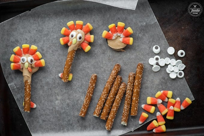 Thanksgiving turkey treats and Pretzel sticks