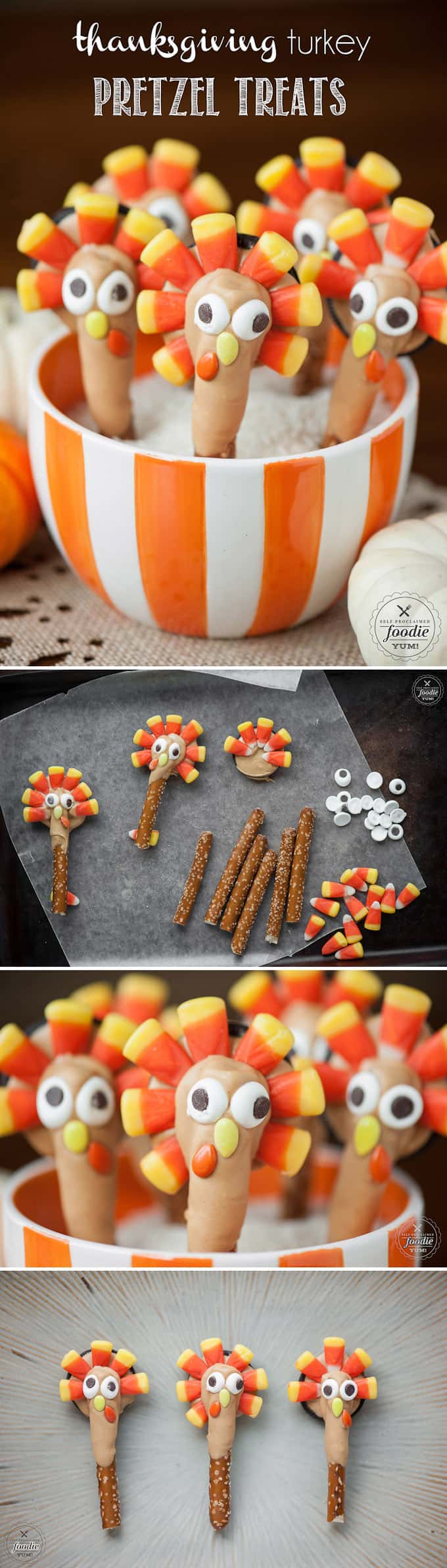 These Thanksgiving Turkey Pretzel Treats are super fun and easy to make. The kids will absolutely love them and they actually taste really good too!