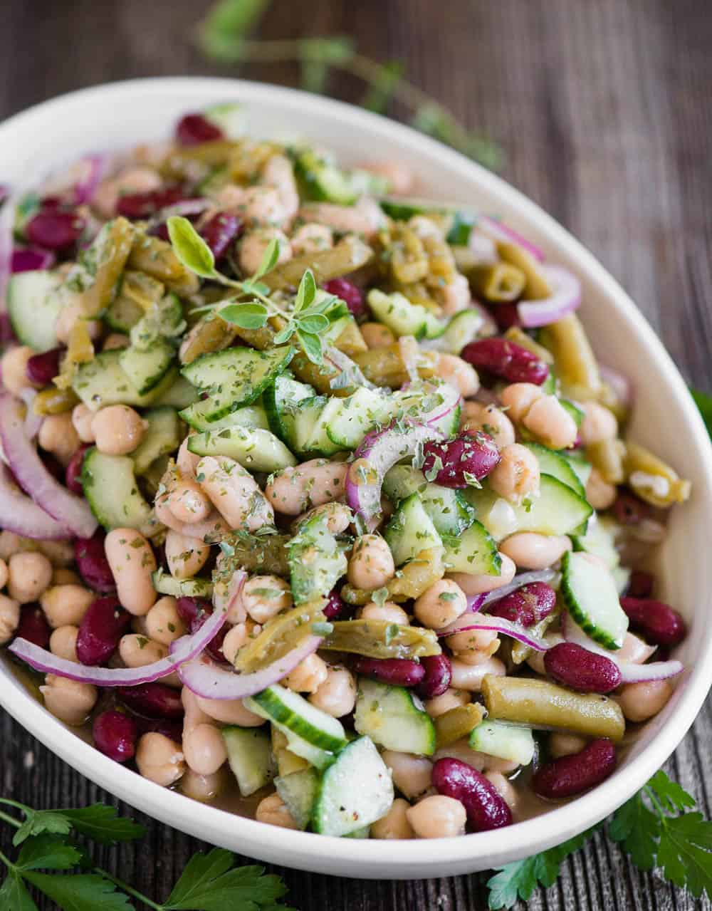 Three Bean Salad Recipe {actually, Four Bean} - Self Proclaimed Foodie