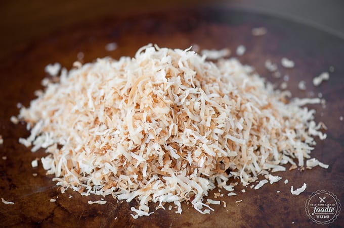 a pile of toasted shredded coconut