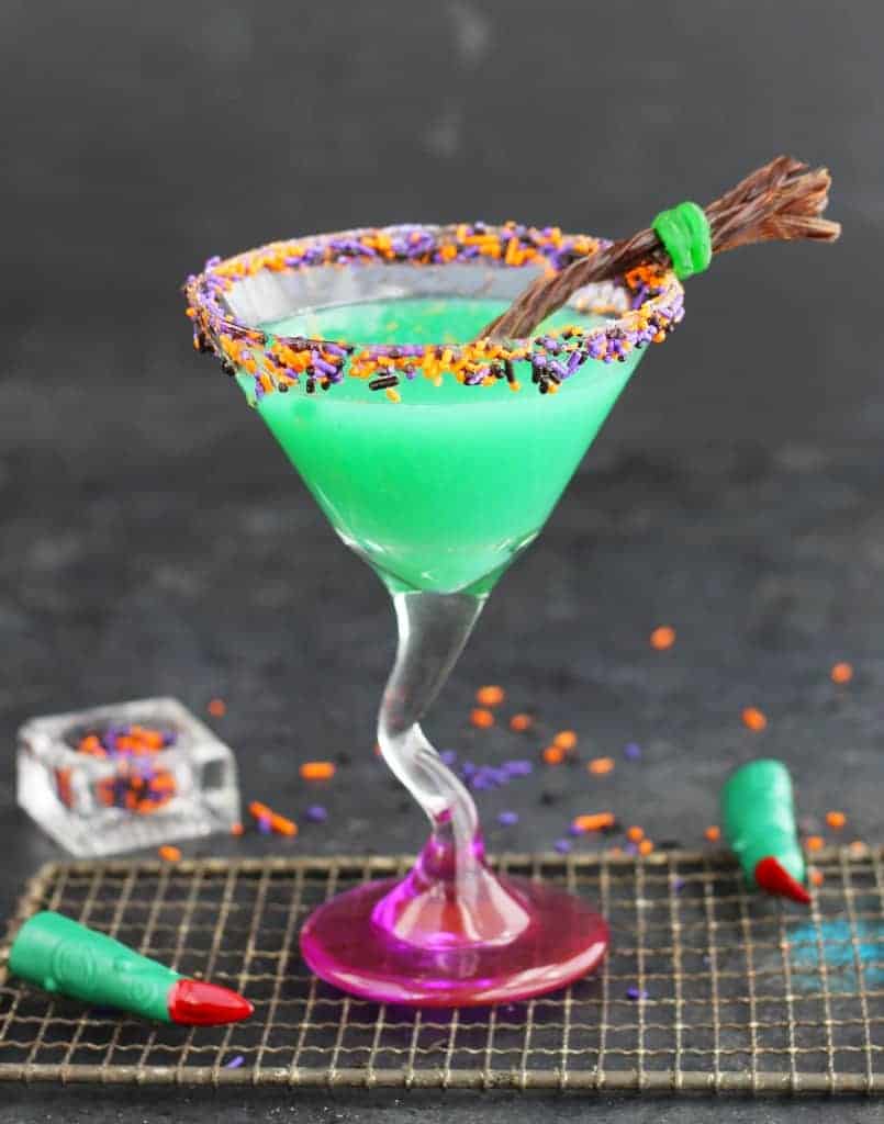 Halloween Drinks -Melted Witch Martini with vodka, Blue Curacao and fruit juices