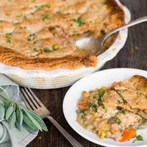 homemade Turkey Pot Pie on white plate