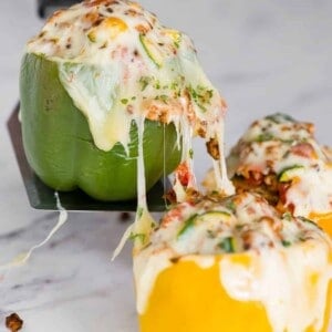 low carb stuffed peppers with turkey and cheese