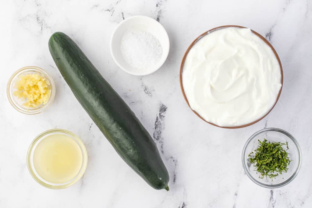 ingredients to make homemade Tzatziki sauce