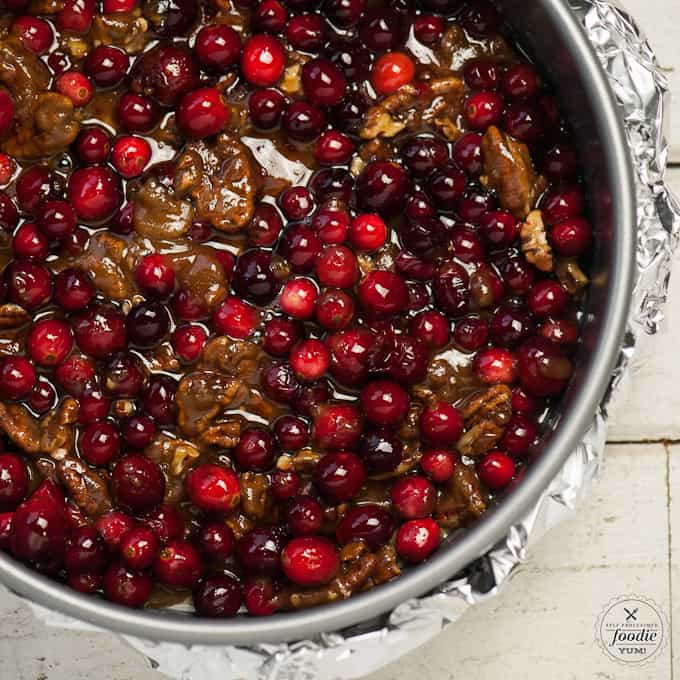 Serve up this sweet homemade Upside Down Cranberry Coffee Cake with a hot cup of freshly brewed coffee for the perfect breakfast this holiday season.