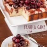 vanilla cake with cherries and balsamic sauce