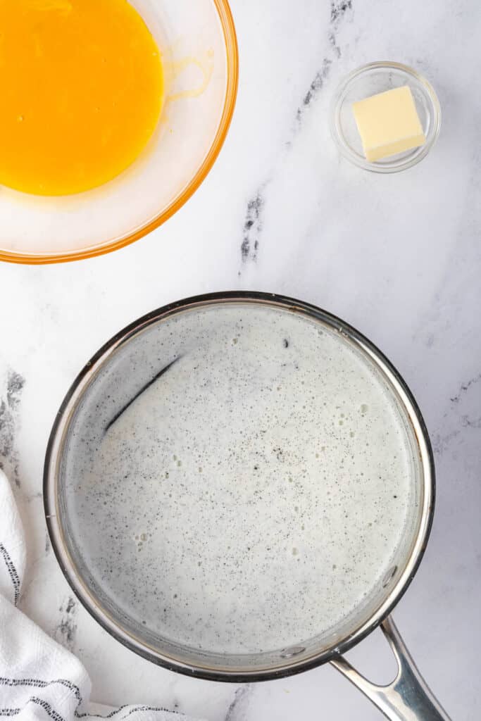 scalded half and half with vanilla bean