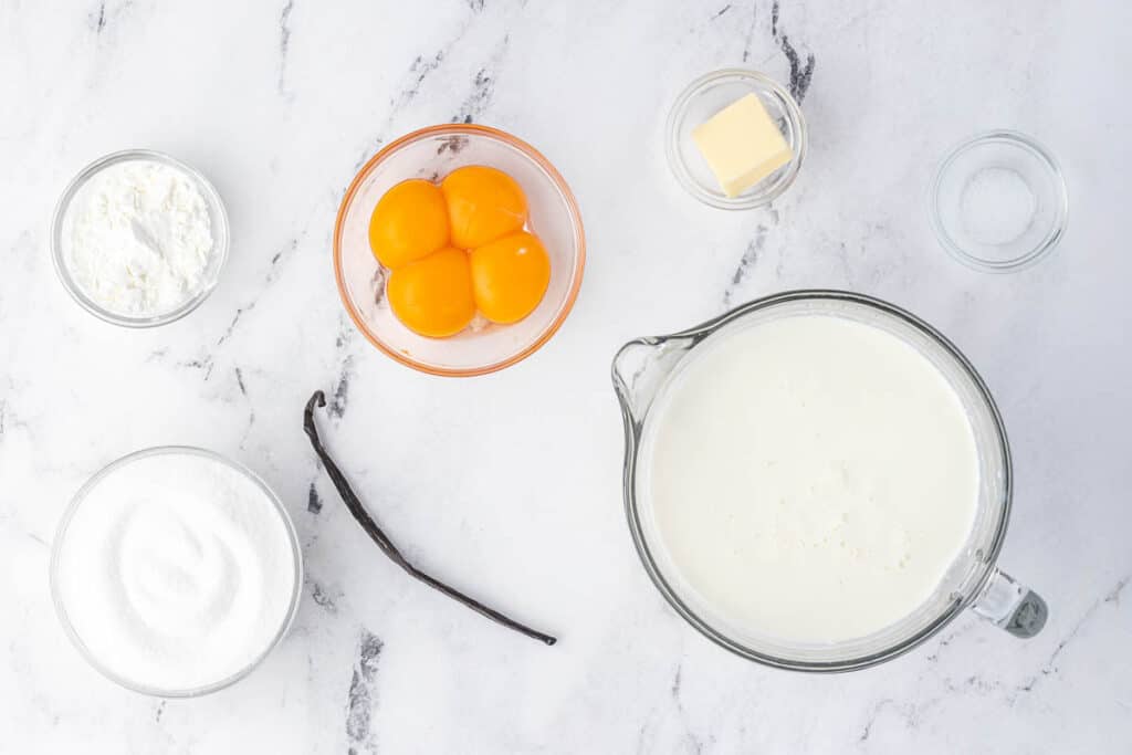 ingredients to make vanilla pudding