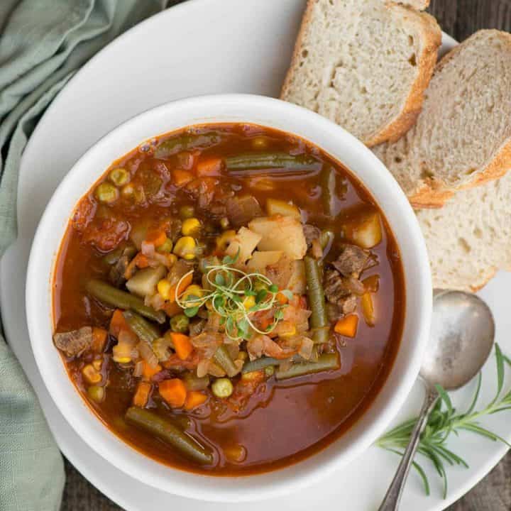 Homemade Vegetable Beef Soup (Easy Stovetop Recipe)