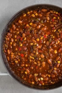easy vegetarian chili in pot