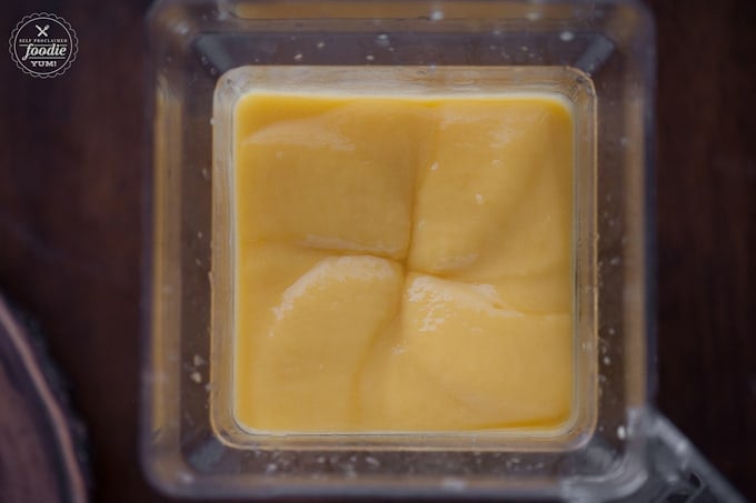 blended non-alcoholic mango margarita in blender