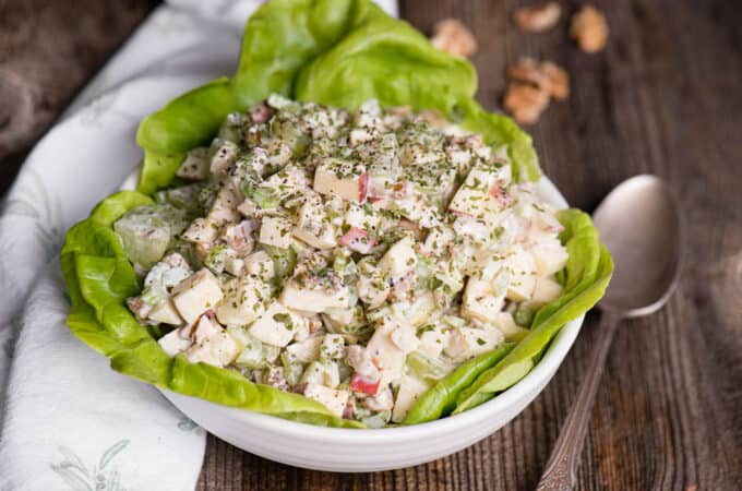 homemade Waldorf Salad in bowl