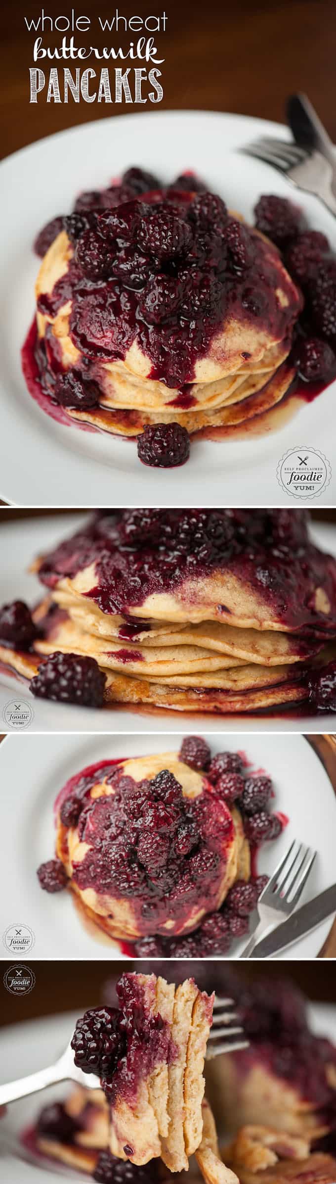 homemade wheat pancakes with berries