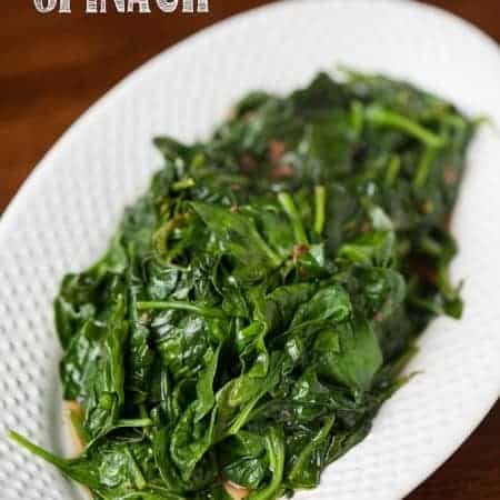 Hot and flavorful Wilted Garlic Spinach is an easy and healthy side dish that compliments any dinner, and the best part is that it takes minutes to prepare.