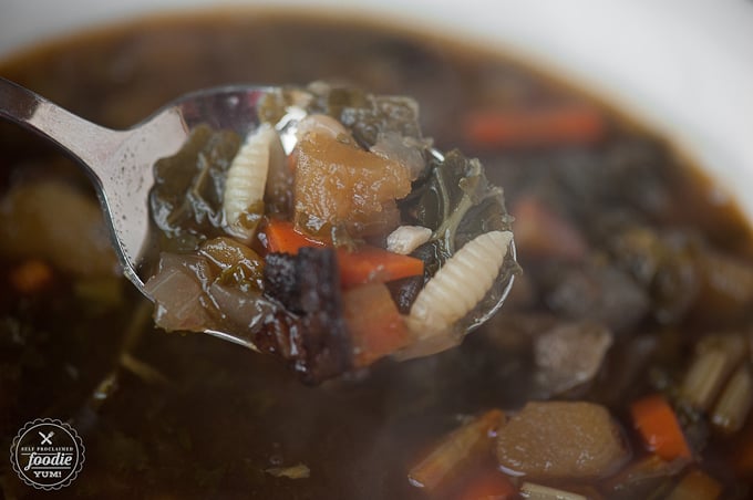 spoon of homemade minestrone soup