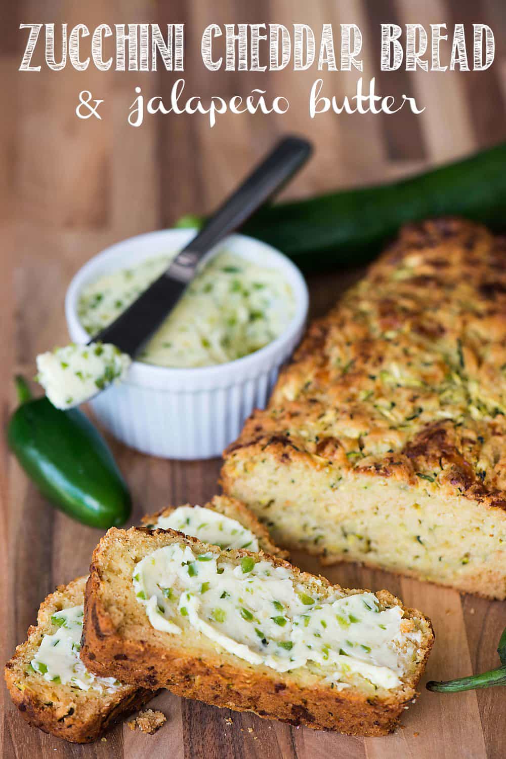 cheddar zucchini bread with jalapeno honey butter